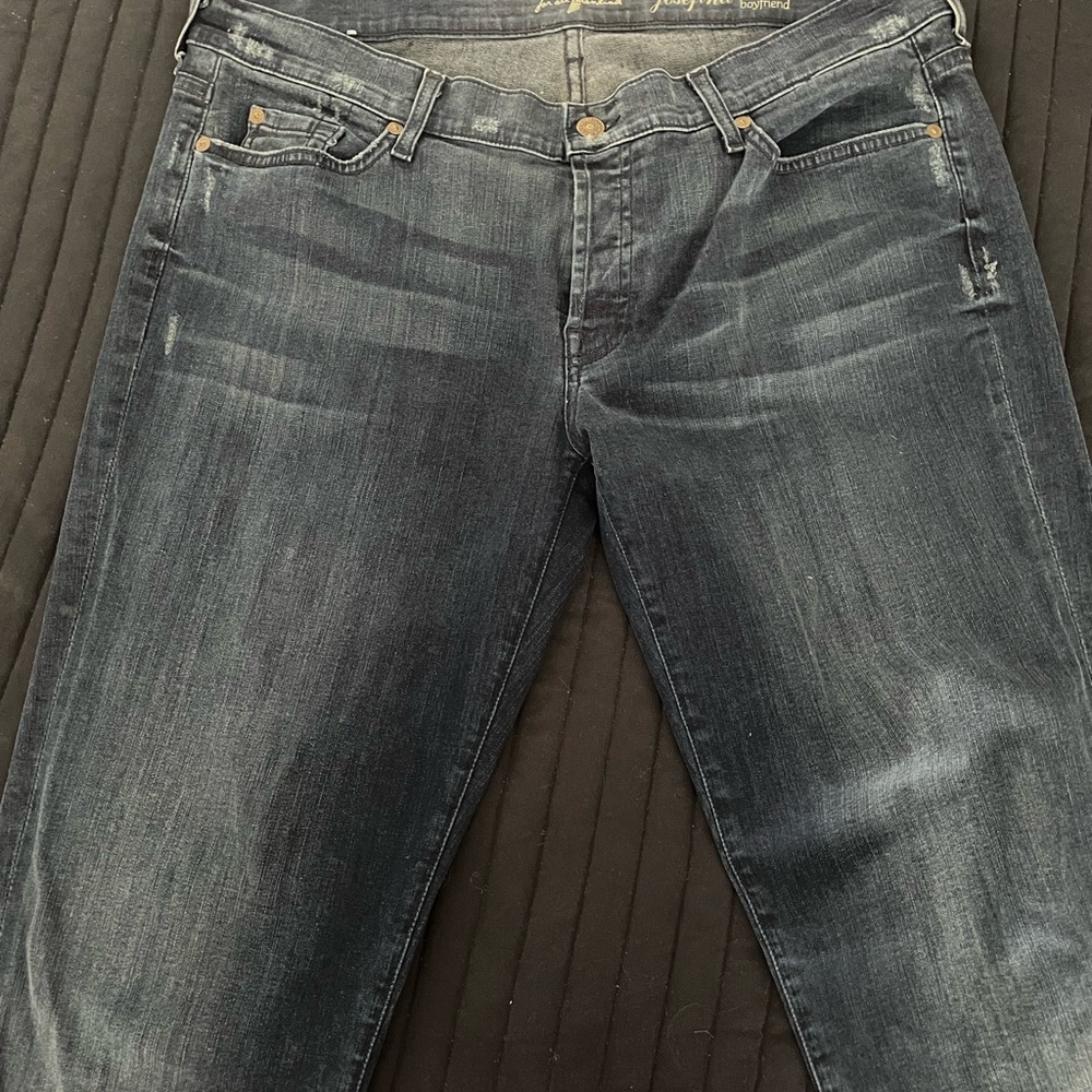 7 For All Mankind Josefina Skinny Boyfriend Jeans - Dark Blue - Picture 4 of 7